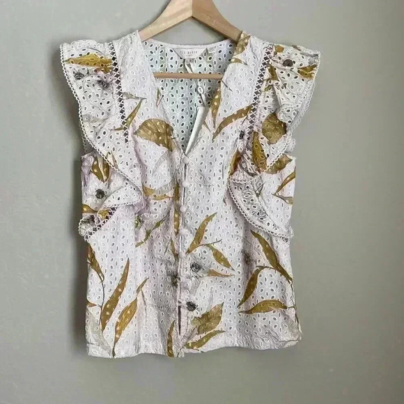 Ted Baker Adaale Cabana Ruffled Button Front Top - Picture 4 of 16